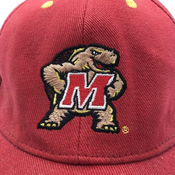 Maryland Terps Logo Collegiate Licensed Ball Cap Red & Gold Strapback Twill Hat - Picture 3 of 9